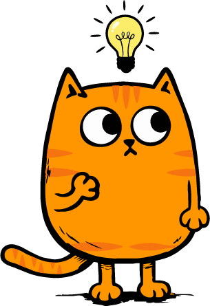 Cat with a lightbulb over head